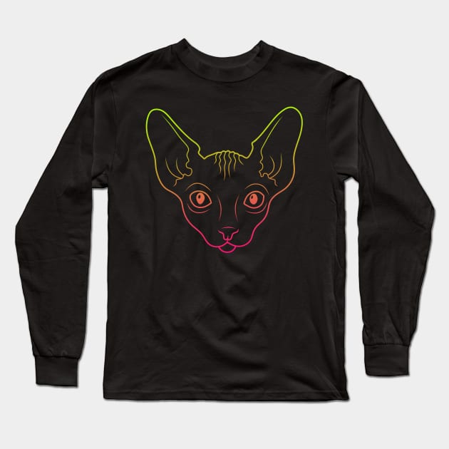 Green-Pink Sphynx cat Long Sleeve T-Shirt by ArtFork